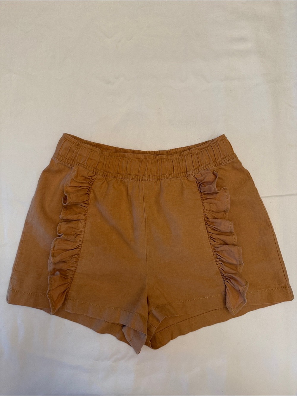 Tea Collection Girls' Ruffle-Trim Shorts in Rust Brown